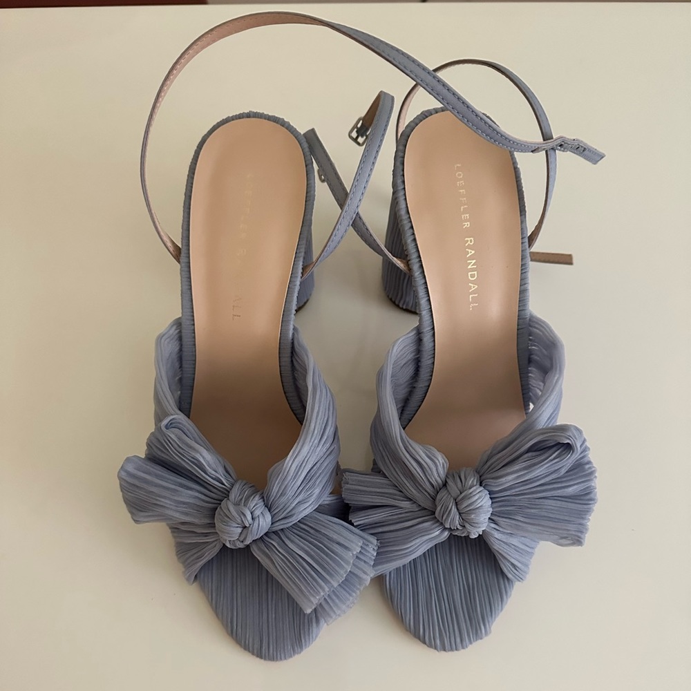 Loeffler Randall Camellia Blue Pleated Bow Heel